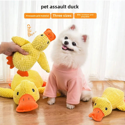 Plush Dog Toy Bite Resistant Sleeping Sound Making Small Yellow Duck For Small Dogs Golden Retriever Corgi Pet Toys