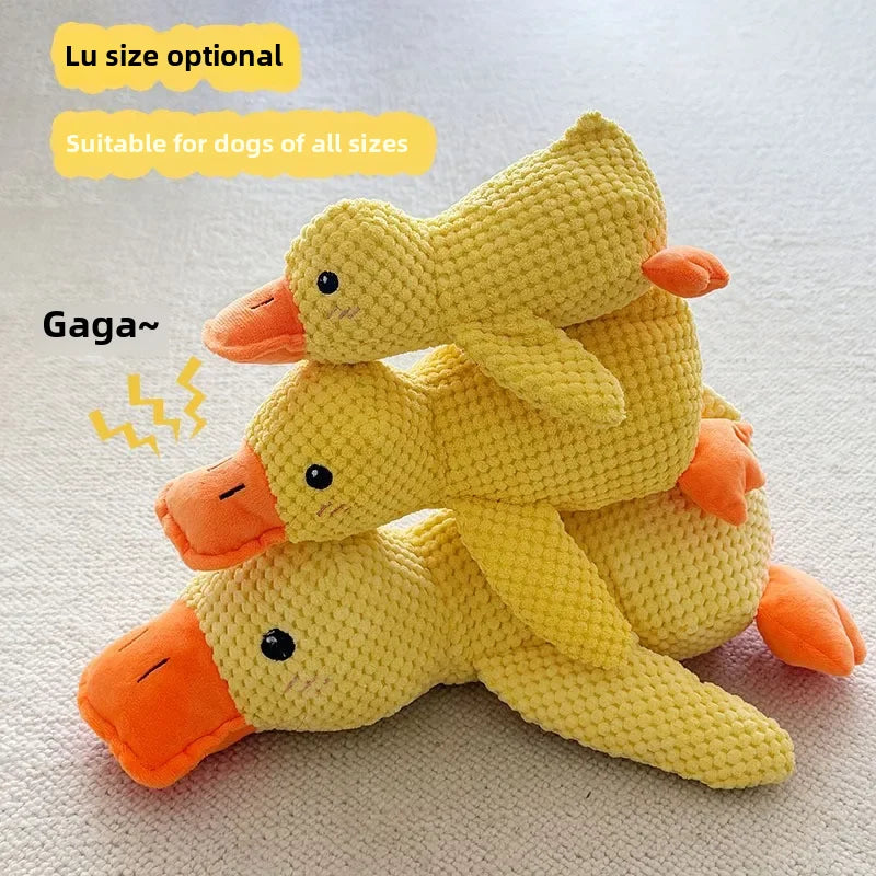 Plush Dog Toy Bite Resistant Sleeping Sound Making Small Yellow Duck For Small Dogs Golden Retriever Corgi Pet Toys